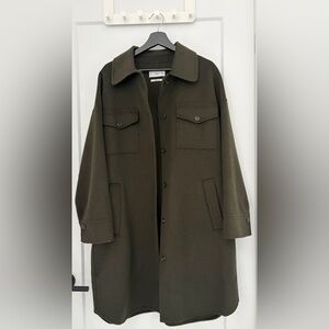 Mango Dark Green Pea Coat/Shirt Jacket